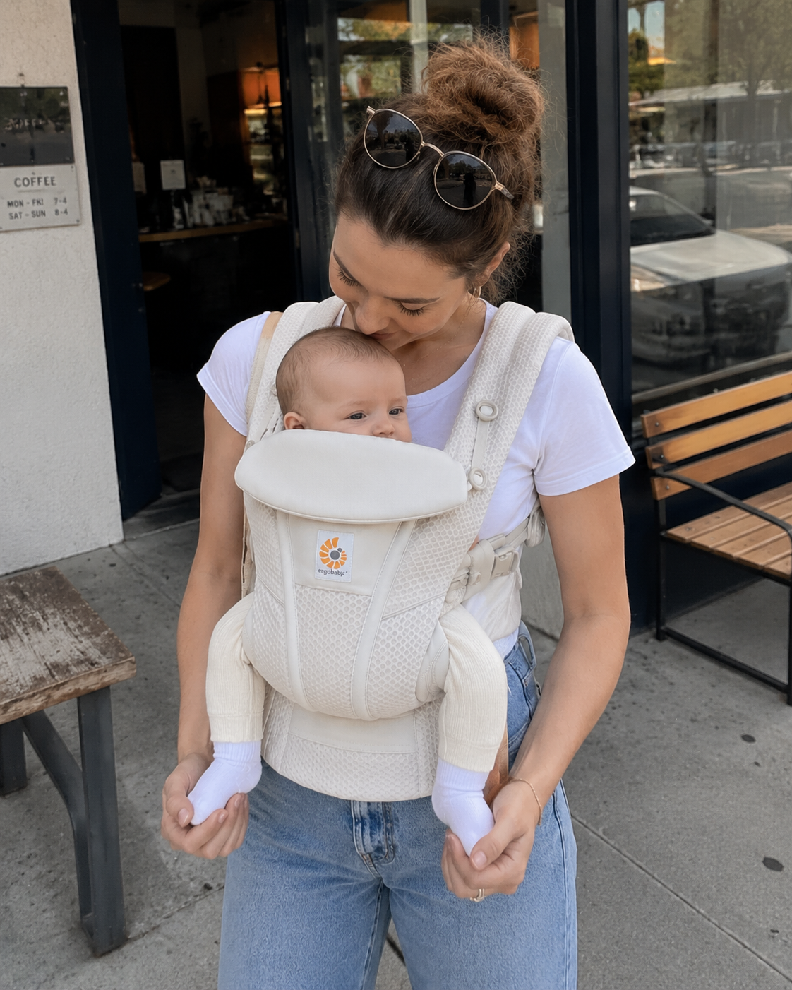 Go Baby ergonomic breathable carrier, back view