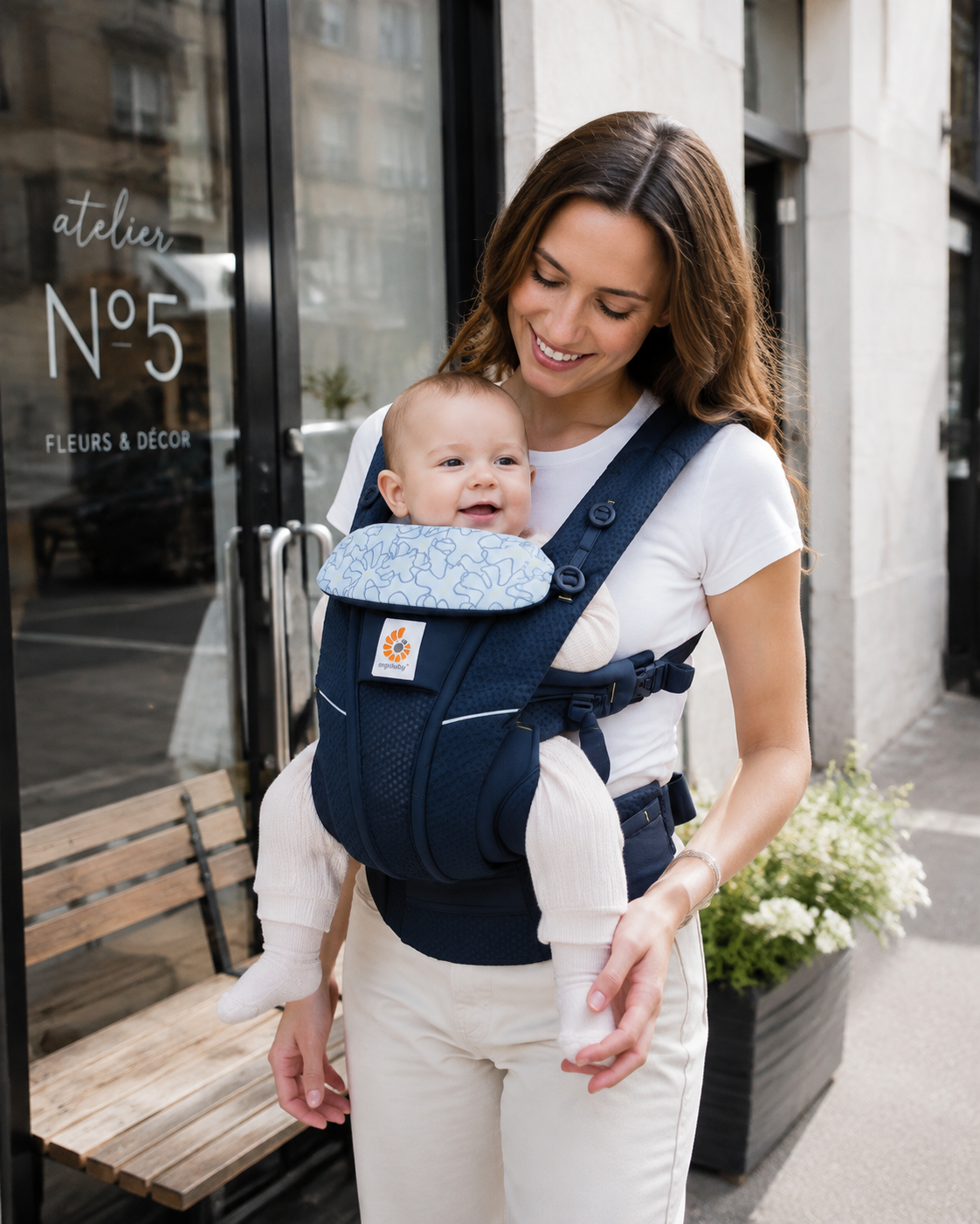 Go Baby ergonomic breathable carrier, side view
