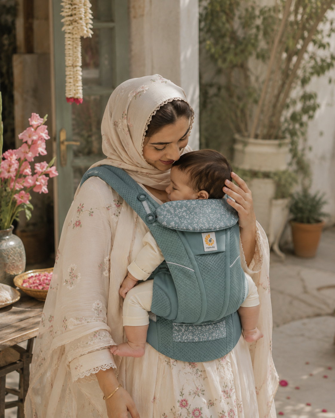 Go Baby ergonomic carrier, adjustable buckle detail