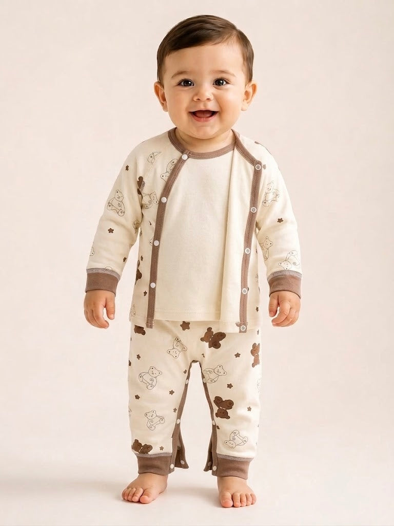 Baby Bear Cotton 2-Piece Set – Soft Long-Sleeve Outfit with Easy-Change Design