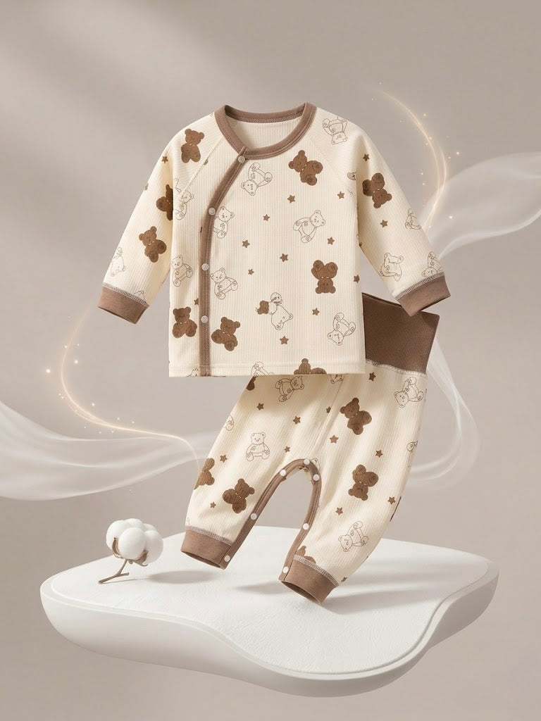 Baby Bear Cotton 2-Piece Set – Soft Long-Sleeve Outfit with Easy-Change Design