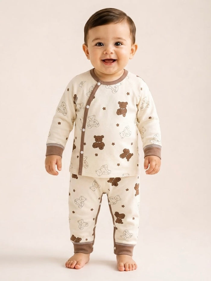 Baby Bear Cotton 2-Piece Set – Soft Long-Sleeve Outfit with Easy-Change Design